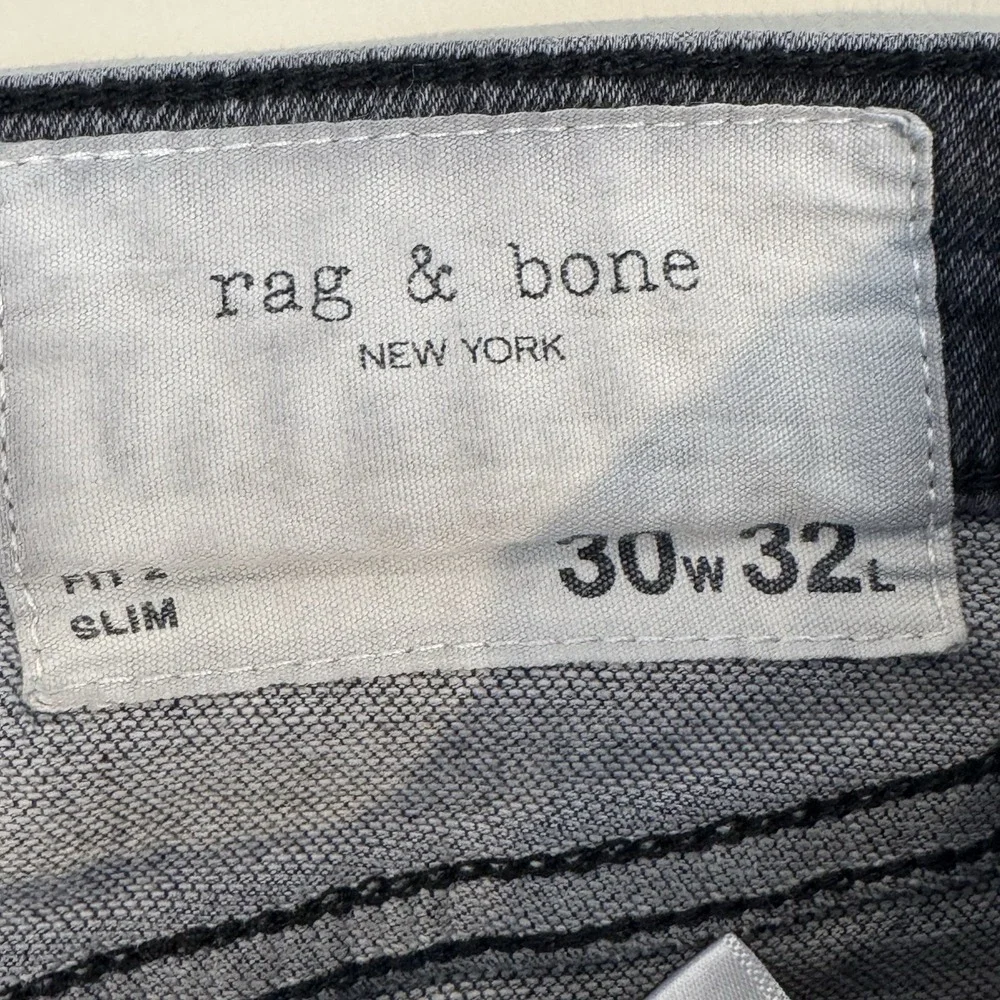 Rag & Bone Slim Jeans Mens 30x32 Gray Fit 2 Tapered Dark Wash Stretch Denim